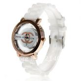 Luxury Stylish Japan Quartz Movement Circle Case White Rubbe