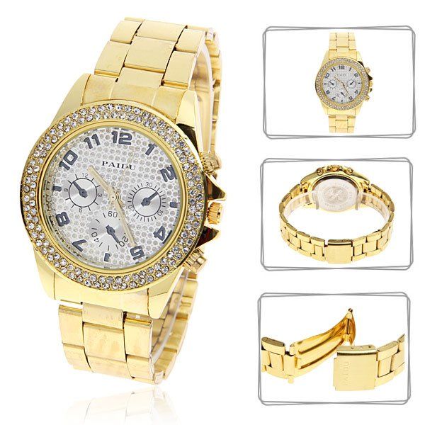 New Fashion Round Dial Rhinestone Decoration Japan Movt Wris